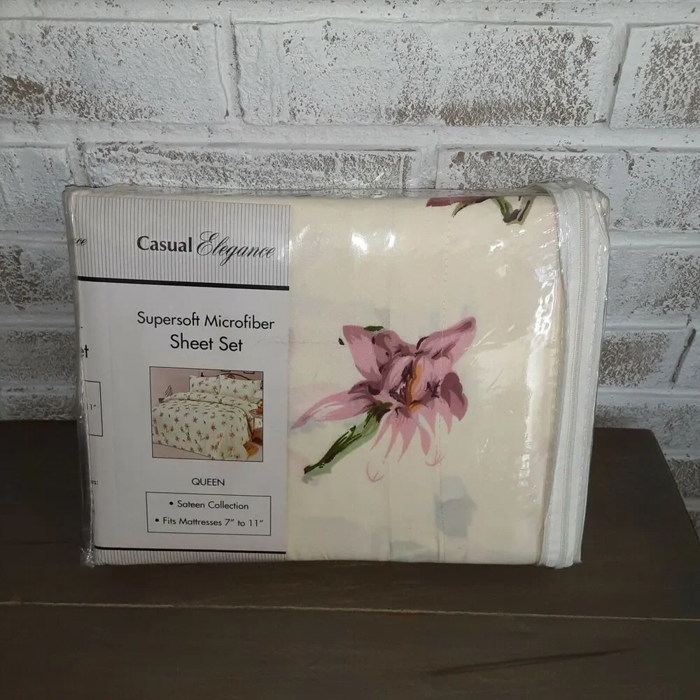 Casual Elegance Queen Sateen Sheet Set Microfiber New Super Soft